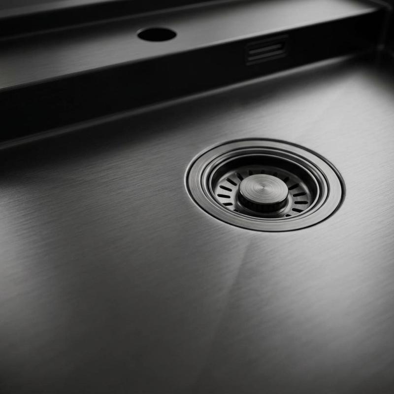 Pure.Sink Luxion Gun metal spoelbak 51x50 cm Tapwing met kraangatbank PLX5150T-61